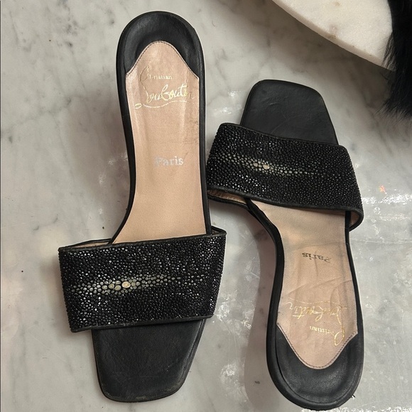 Christian Louboutin Stingray Black Embellished Sandals 37 - Picture 1 of 9